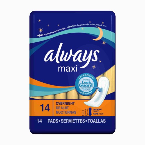 Always Maxi Pads Without Wings, Overnight 14 Count (Pack of 3)