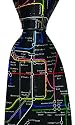 Men's Silk Tie. London Underground Map Design on Black Background