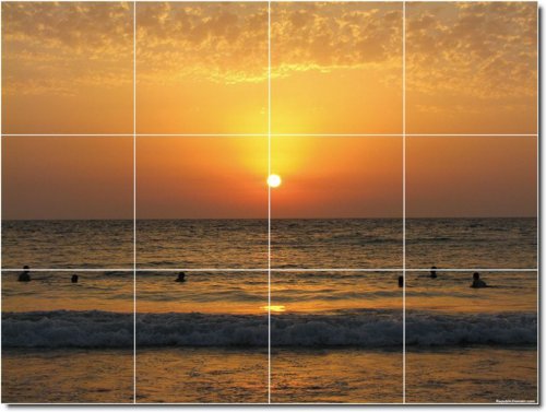 Sunsets Photo Bathroom Tile Mural 19. 17x25.5 inches using (24) 4.25x4.25 ceramic tiles.