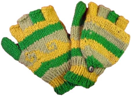 Hand Knit 100% Wool Fleece Lined Texting Gloves Fair Trade Nepal (305)