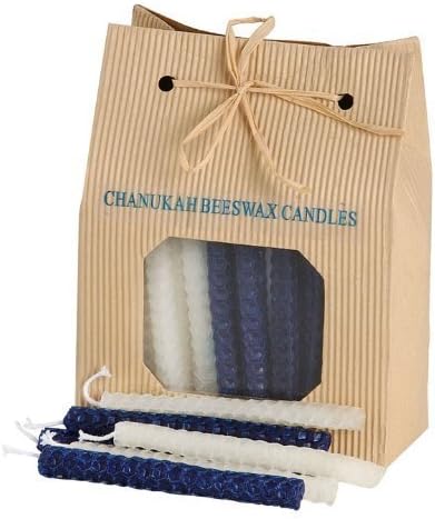 Beewax Hanukkah Candles in Blue and White Colors / 45 Pack by Isreal Giftware Designs