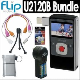 Pure Digital U2120B UltraHD 120 Minute Digital Camcorder Black + Accessory Bundle