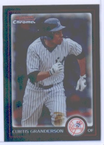 2010 Bowman Chrome Baseball Card # 166 Curtis Granderson - New York Yankees - MLB Trading Card in Screwdown Case