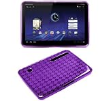 Purple Argyle Silicone Skin Cover Case Protector for Motorola XOOM Device