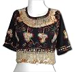 Black Blouse/Choli with Multi-Colored Embroidery and Gold and Silver Coins & Beads