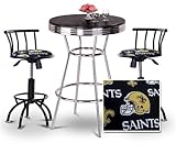 Chrome Bar Table & 2 Black Adjustable 24"-29" New Orleans Saints NFL Fabric ....