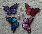 Butterfly (Set of 4) | Purple, Pink, Blue, Red | Iron or Sewing on embroidered patch badge | art craft | Easy to iron on Jeans, Hat, T-shirt, Bag etc | RRP: £39.99 | Free UK shipping |