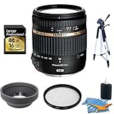 Tamron AF 18-270mm f/3.5-6.3 Di II VC PZD LD Aspherical IF Macro Zoom Lens with Built in Motor for Nikon DSLR Cameras- Lens, 16GB Secure Digital High Capacity SD Card, 62mm UV (0) HMC Filter, 62mm Rubber Lens Hood, 57-Inch Full Size Tripod, 3pc. Lens Clea