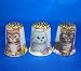 Birchcroft Porcelain China Collectable Thimbles - Set of Three Gold Kittens
