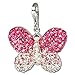 SilberDream Glitter Charm Swarowski Elements butterfly pink ICE, 925 Sterling Silver Charms Pendant with Lobster Clasp for Charms Bracelet, Necklace or Earring GSC003