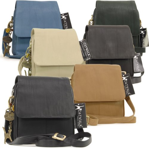 Catwalk Collection Leather Organiser Messenger Bag