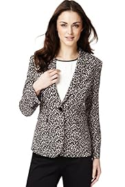 Single Breasted 1 Button Animal Print Blazer