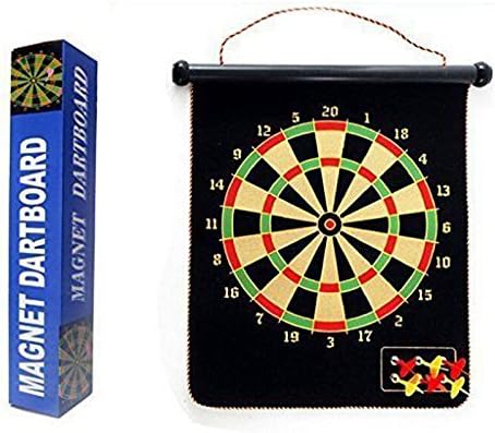 Mesinton 17"Inch Magnetic Roll up Dart Board Set with 6pcs Darts Party Game Toy Playset For Kids Children,Double Sided Hanging Wall Rubber Dartboard