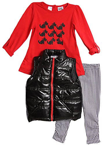 Peanut Buttons Little Girls'Black Polyfilled Vest with Contrast Zipper Set