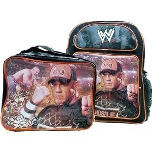 WWE John Cena Matching Backpack and Lunch Bag with FREE WATER BOTTLE AND SNACK BOX