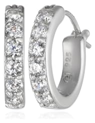 Sterling Silver Swarovski Zirconia 1/2 inch round Hoop Earrings