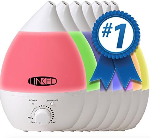 Linked, 2.4 liter Ultrasonic Humidifier, Essential Oil Diffuser, Aroma, Aromatherapy Diffuser, Baby, Decor, Eczema, Essential Oil Diffuser, Essential, Home, Humidifier, LED Light, Office, Humidifier For Baby