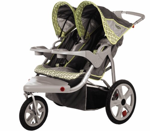 InStep Safari Swivel Wheel Double Jogger, Gray/Green