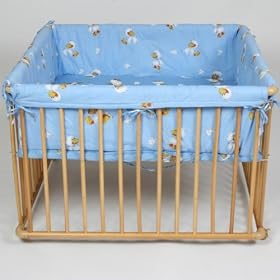 Wooden playpen 100x75 cm blue insert incl.