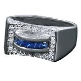 0.47 CT DIAMOND, BLUE SAPPHIRE RING