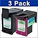 3 Pack remanufactured cartridges for 901XL Black and 901 Tri-Color Ink Cartridges. Includes Cartridges for 2ea 901XL Black + 1 ea 901 Tri-Color.