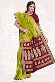 IMAGE OF Green Tana Fancy Art Silk Sari with Reddish Maroon Pallu