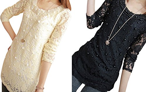 【ARINCO】 パール 散りばめ レース エレガント ワンピース レディース 2色 選べる サイズ S M L XL XXL XXXL