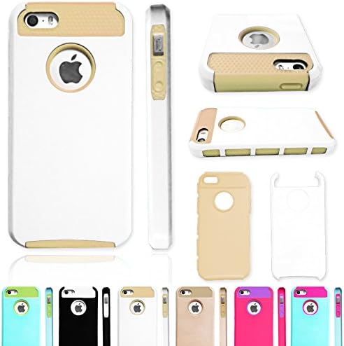 Newbilityusa iPhone 5 iphone 5s Hybrid Shockproof Dirt Dust proof Hard Matte Case Cover (ivory-gold)