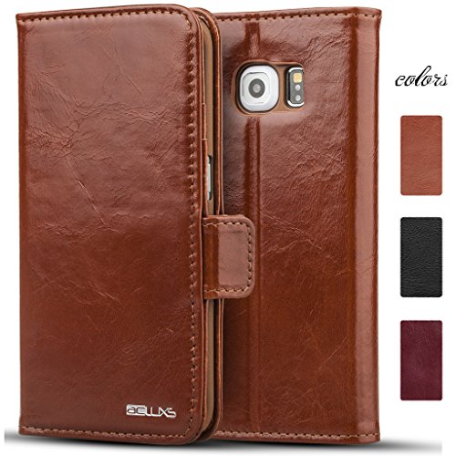 Galaxy s6 edge case, acluxs wallet leather case [ genui…