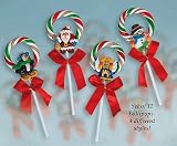 Holiday Wreath Lollipops Set Of 12 - Penguin ,Santa , Angel & Snowman (3 Of Each)