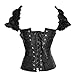 Camellias Ruched Sleeves Bridal Overbust Steel Boned Waist Cinching Corset