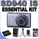 Canon PowerShot SD940IS 12.1 MP Digital Camera w/4x Wide Optical IS Zoom (Blue) BigVALUEInc Accessory Essentials Bundle