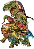 SunsOut TRex Attack, Shaped Jigsaw Puzzle