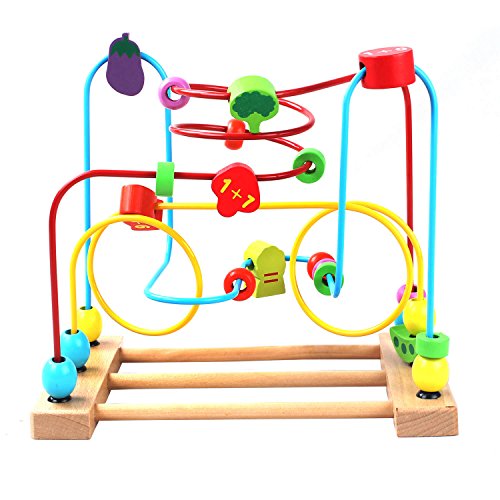 [US CPSC Certified] BATTOP Wooden Bead Roller Coaster First Bead Maze for Kids