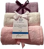 Super Soft Organic Bamboo Washcloth Wipes for Baby or Adult. (6 Pack) Sensitive Skin, Hypoallergenic, Anti-Bacterial, Reusable, Large 10"x10" Baby Shower Gift! You Choose Color(Lavender/White/Pink)