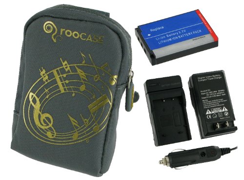 3n1 Fashion (Music / Grey) Nylon Padded Case / Fuji NP-45 740mAh Li-Ion Battery / AC DC Charger for FujiFilm FinePix A150 J27 J38 J30 JV100 JV150 JX200 JX250 Z10fd Z20fd Z30 Z33WP Z35 Z37 Z70 Z200fd Z700EXR XP10