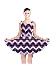 Polyester/Spandex Stretchy Zig Zag Skater Dress  with a Brush/Sweep Train 