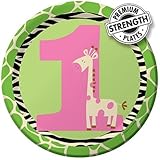 Creative Converting Wild at One Giraffe Round Dessert Plates, 8 Count