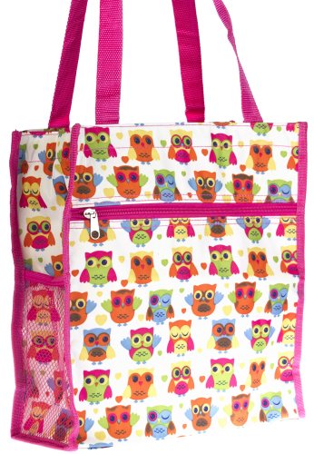 World Traveler Pink Owl Print Travel Tote Bag 12-inch