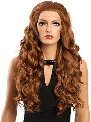 Nface 24inch Heat Resistant Synthetic Fiber Long Free Part Big Body Wave Women's Front Lace Wigs /hair (Brown Blonde 27R)