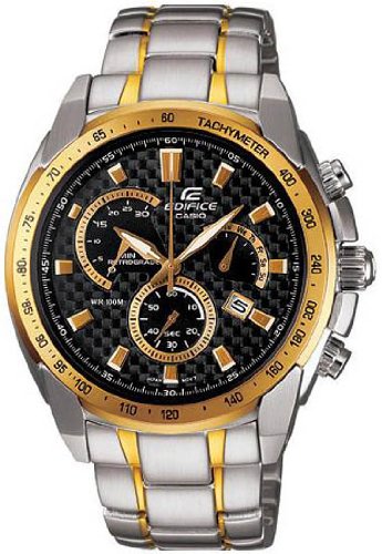 edifice casio silver tone chronograph watch