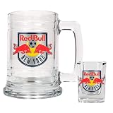NY/NJ Red Bull Soccer Glass Tankard and Square Shot Glass Set - Primary Team Logo MAJOR-LEAGUE-SOCCER Soccer