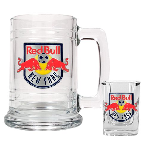 New York Red Bulls MLS Glass Tankard and Square Shot Glass Set - Primary Team Logo