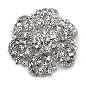 Rhinestone Silver Vintage Wedding Brooch Pin for Bride and Bridesmaid 1146
