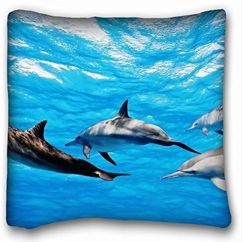 Custom Square Throw Pillow Case Animals Dolphins 18"*18" Two Side