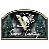 NHL Pittsburgh Penguins 11-by-17 inch Season's Greetings Wood Sign