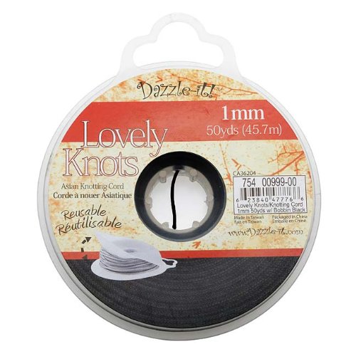 Lovely Knots - Asian Knotting Cord 1mm Thick - Black (50 Yards On Bobbin)