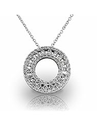 14KT Yellow Gold Dazzling Circle Diamond Pendant featuring three rows of Round Brilliant Diamonds. 1 CTW
