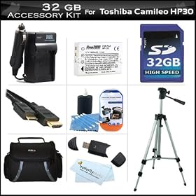 Click here to buy 32GB Accessory Kit For Toshiba Camileo X100 H30 HD Camcorder Includes 32GB High Speed SD... by Butterfly.