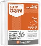 Sleep Defense System - Waterproof / Bed Bug Proof Pillow Encasement - STANDARD SIZE (set of 2)